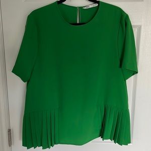 Zara short sleeve peplum flutter hem top